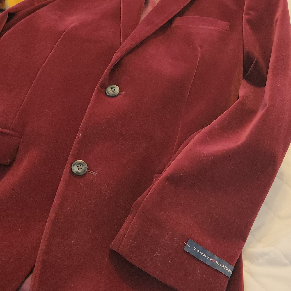 Tommy Hilfiger Burgundy Velvet Blazer - Picture 5 of 7